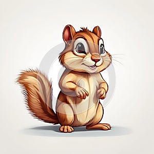 Chipmunk in cartoon style. Cute Chipmunk isolated on white background. Watercolor drawing, hand-drawn Chipmunk in watercolor