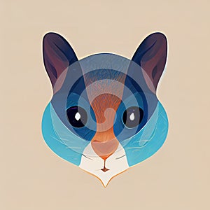Chipmunk head illustration. Chipmunk muzzle icon. Stylized hamster head. Digital illustration. AI-generated