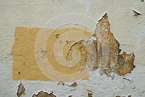 Chipped paint wall yellow rectangle