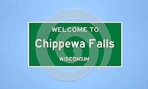 Chippewa Falls, Wisconsin city limit sign. Town sign from the USA