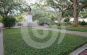 Chippewa Square with statue