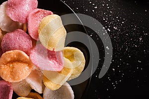 Chips background cereals fast food concept
