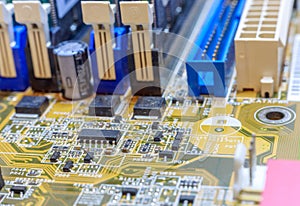 Chips On The Board. Close-Up. Technological Progress Concept