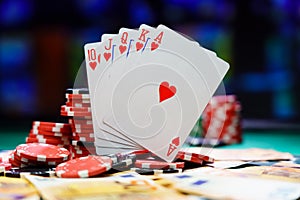 chips on a gaming table photo