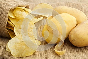 Chips and peeled potato