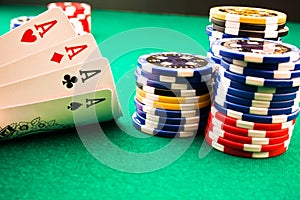 Chips poker and poker aces