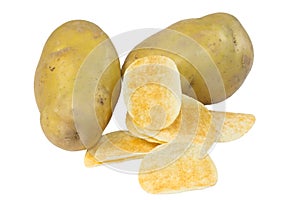 Chips potato and peeled potato