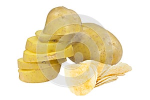 Chips potato and peeled potato