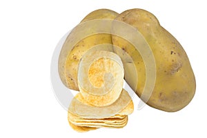 Chips potato and peeled potato