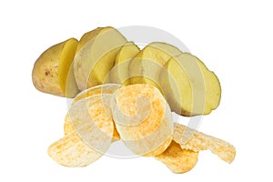 Chips potato and peeled potato