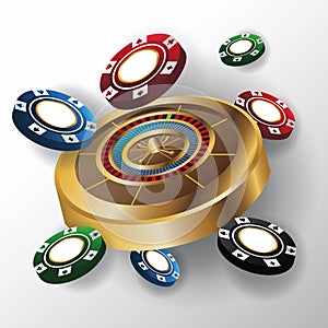 Chips and roulette for poker and casino game design