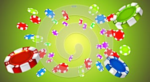 Chips for roulette, poker and games casino