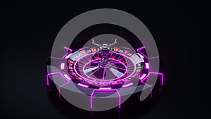 Chips and Roulette Wheel Concept Design. Online Casino Gambling Roulette - 3D Illustration
