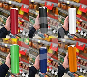 Chips Tube in Hand at Supermarket