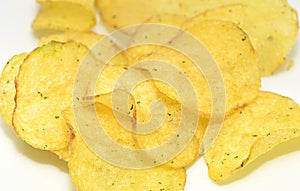 Chips  on a white background