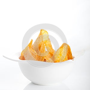 Chips in a white bowl