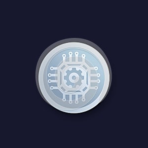 Chipset, microchip with gear vector icon