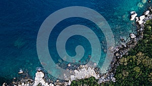 CHIRALI, TURKEY: aerial view Sunny beach resort in Turkey with stunning views of the mountains photo