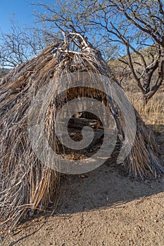 Chiricahua Apache wickiup or thached dwelling