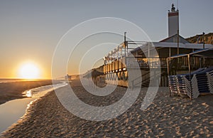 Chiringuito or beach bar at Costa de la Luz seashore, Spain photo