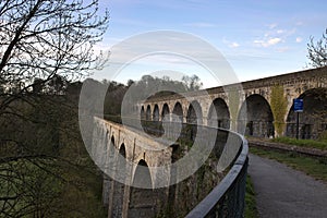 Chirk aqueduct and viaduct on the Llangollen canal