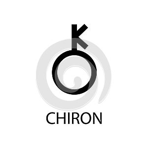 Chiron icon. Planet symbol. Vector black sign on white. Astrological calendar. Jyotisha. Hinduism, Indian or Vedic