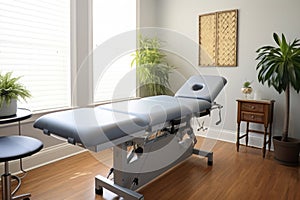 chiropractic adjustment table in a bright room