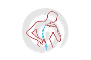 Chiropractic Body Pain Exercice Vector spine diagnostics symbol design Logo