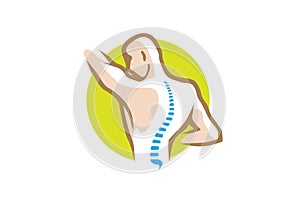 Chiropractic Body Pain Exercice Vector spine diagnostics symbol design Logo