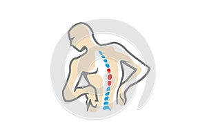 Chiropractic Body Pain Exercice Vector spine diagnostics symbol design Logo