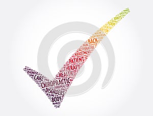 Chiropractic check mark word cloud collage, concept background