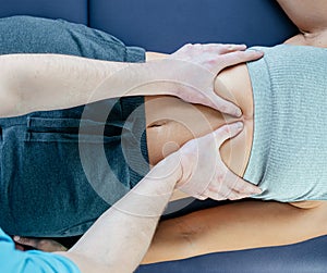 Chiropractic diaphragm myofascial release, osteopath releasing tension in diaphragm muscles