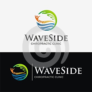 Chiropractic logo design on white and black background