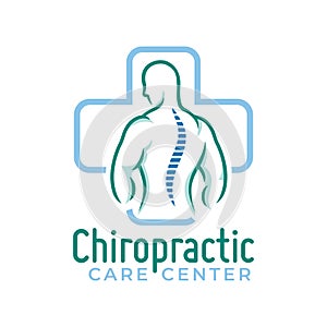 Chiropractic logo vector, spine health care medical symbol or icon, physiotherapy template