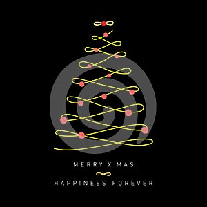 Chirstmas tree illustration Holiday greeting card Vector design