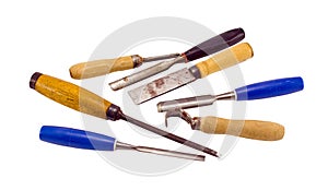 Chisel graver carve tools collection on white