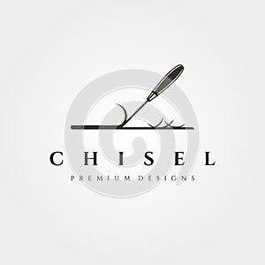 Chisel logo vector symbol for woodwork carpentry illustration design