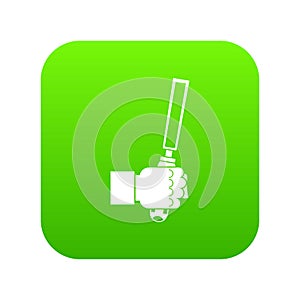 Chisel tool in man hend icon digital green