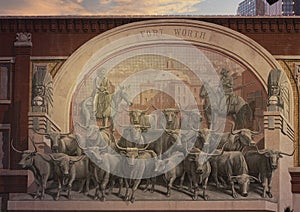 Chisholm Trail Mural by Richard Hass in Sundance Square in downtown Forth Worth, Texas. photo