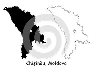 Chisinau, Moldova. Detailed Country Map with Location Pin on Capital City. photo