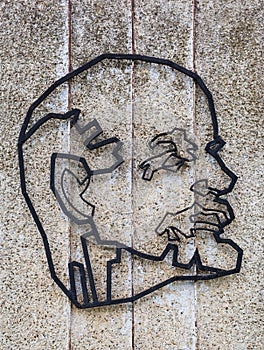 Chisinau, Republic of Moldova - May 5, 2019: Symbols of the USSR: Lenin - ideologist of the social and political ideas of the