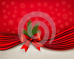 Chistmas holiday background with gift glossy bow and ribbons. photo