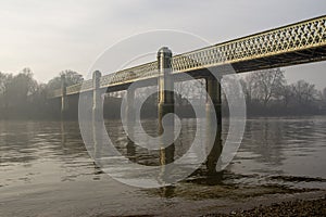 Chiswick Railway Bridge in London during a foggy day