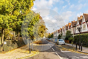 Chiswick suburb street in autumn, London