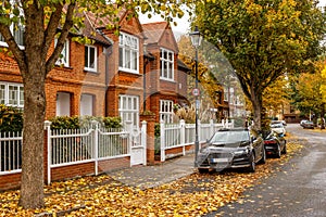 Chiswick suburb street in autumn, London