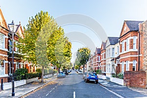 Chiswick suburb street in autumn, London