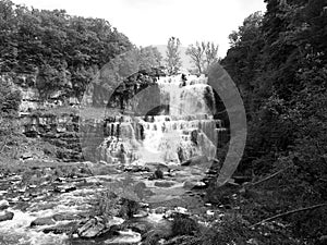 Chittenango Falls black and white