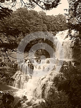 Chittenango Falls side view with sepia filter
