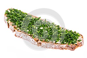 Chive bread isolated on white background