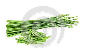 Chives flower or chinese chive isolated on white background